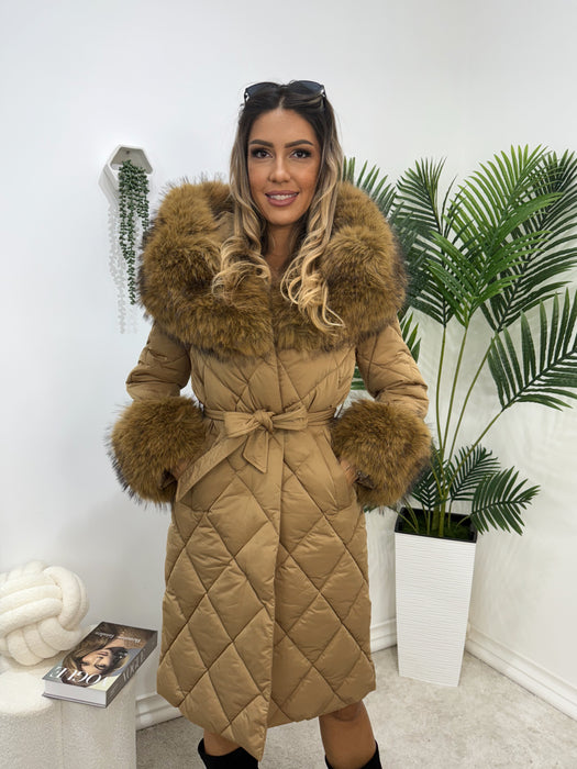 Jakna Oslo-Duga jakna-XuXu-Crna sa braon krznom-S-Contessa