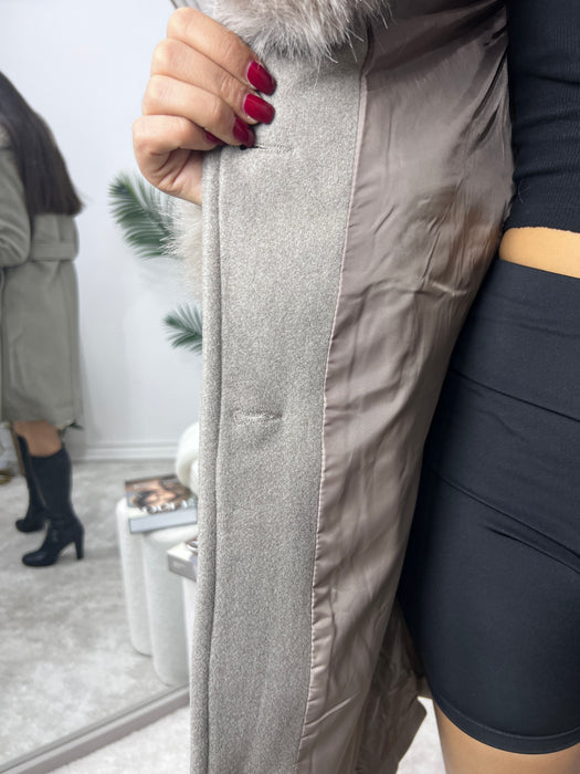 Kaput Madrid-Dugi kaput-J&J Collection-Taupe siva-S-Contessa