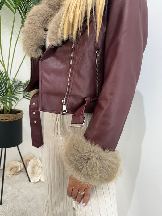 Jakna Verona-Kožna jakna-J&J Collection-Bordo-S-Contessa