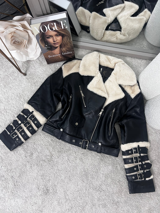 Jakna Atina-Kožna jakna-J&J Collection-Crno bela-S-Contessa