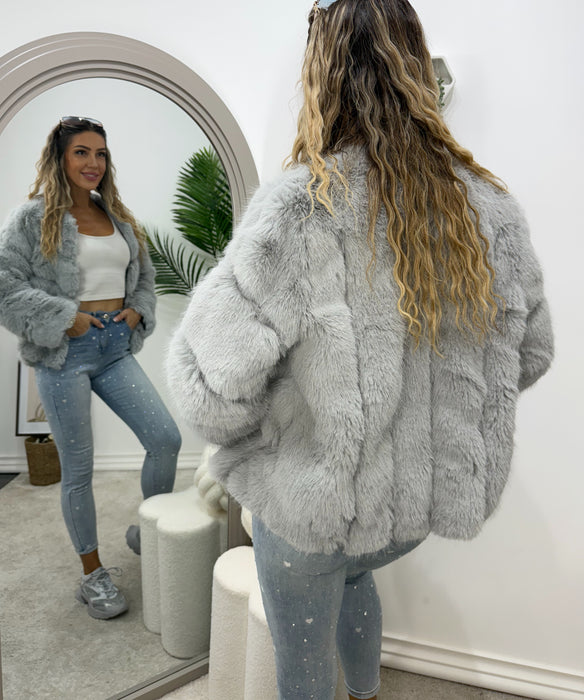 Bunda Braun-Kratka bunda-J&J Collection-Siva-S-Contessa