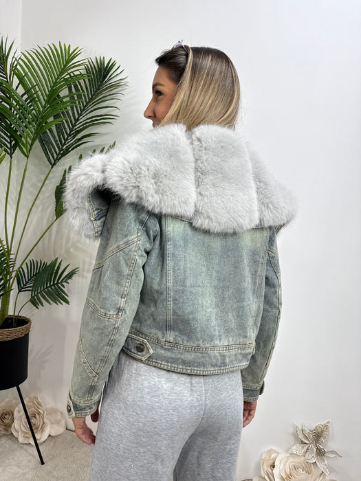 Teksas jakna Irena-Teksas jakna-J&J Collection-Teksas sa sivim krznom-S-Contessa