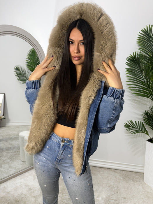 Teksas jakna Alina-Teksas jakna-J&J Collection-Teksas sa belim krznom-S-Contessa