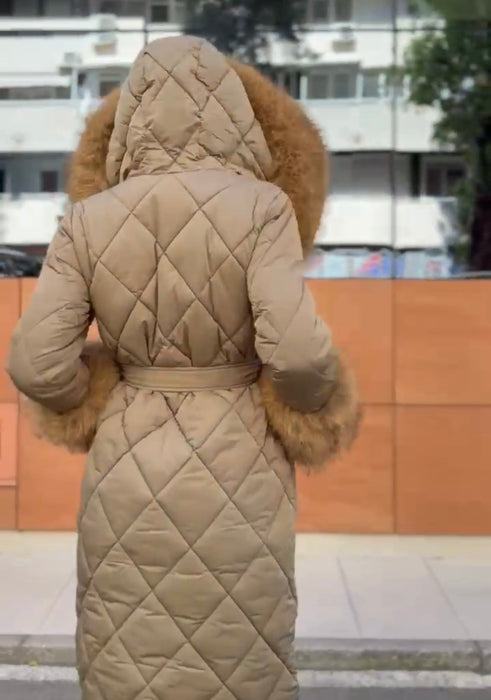 Jakna Oslo-Duga jakna-XuXu-Crna sa braon krznom-S-Contessa