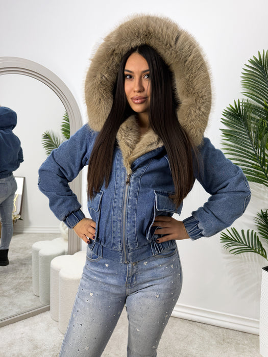 Teksas jakna Alina-Teksas jakna-J&J Collection-Teksas sa belim krznom-S-Contessa