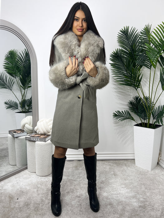 Kaput Madrid-Dugi kaput-J&J Collection-Taupe siva-S-Contessa