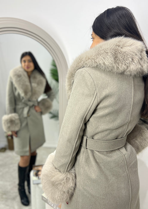 Kaput Madrid-Dugi kaput-J&J Collection-Taupe siva-S-Contessa