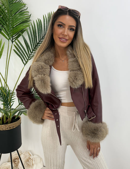 Jakna Verona-Kožna jakna-J&J Collection-Bordo-S-Contessa