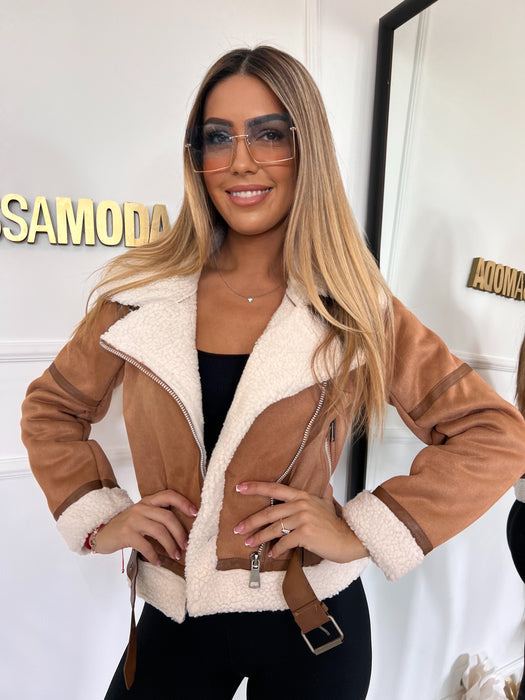 Jakna Naomi-Kožna jakna-J&J Collection-Camel-S-Contessa