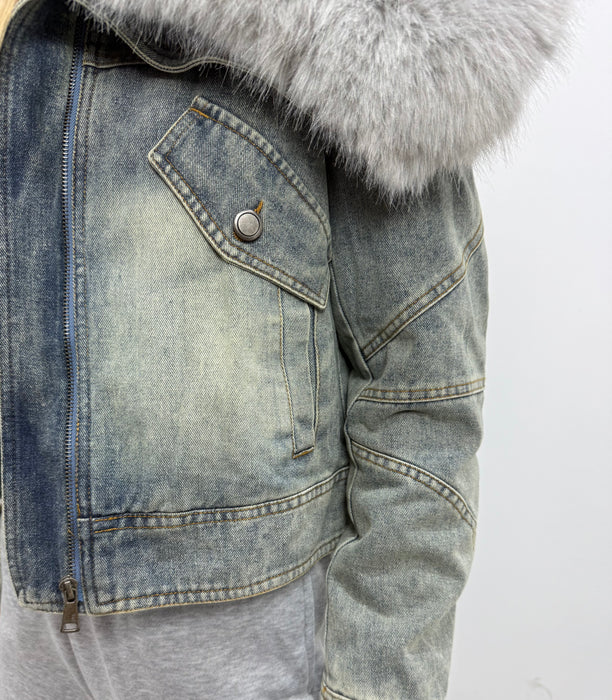 Teksas jakna Irena-Teksas jakna-J&J Collection-Teksas sa sivim krznom-S-Contessa