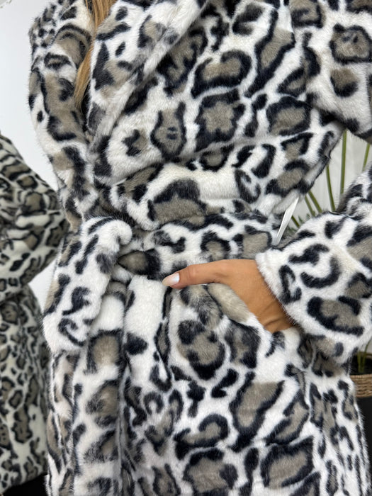 Teddy kaput Dora-Dugi kaput-J&J Collection-Leopard-bela-S/M-Contessa