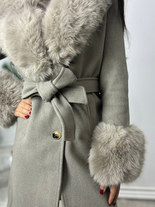 Kaput Madrid-Dugi kaput-J&J Collection-Taupe siva-S-Contessa