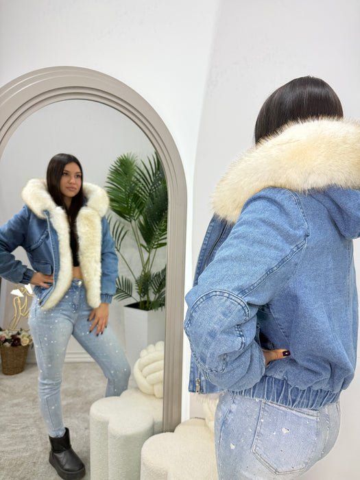 Teksas jakna Alina-Teksas jakna-J&J Collection-Teksas sa belim krznom-S-Contessa