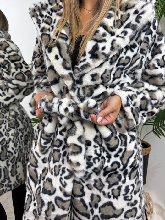 Teddy kaput Dora-Dugi kaput-J&J Collection-Leopard-bela-S/M-Contessa