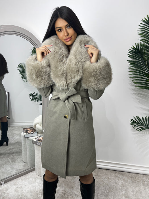 Kaput Madrid-Dugi kaput-J&J Collection-Taupe siva-L-Contessa