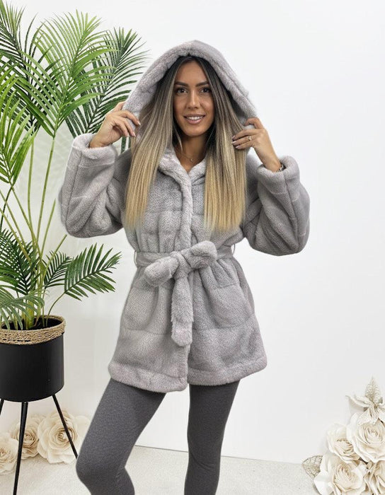 Teddy kaput Nora-Dugi kaput-J&J Collection-Siva-S/M-Contessa