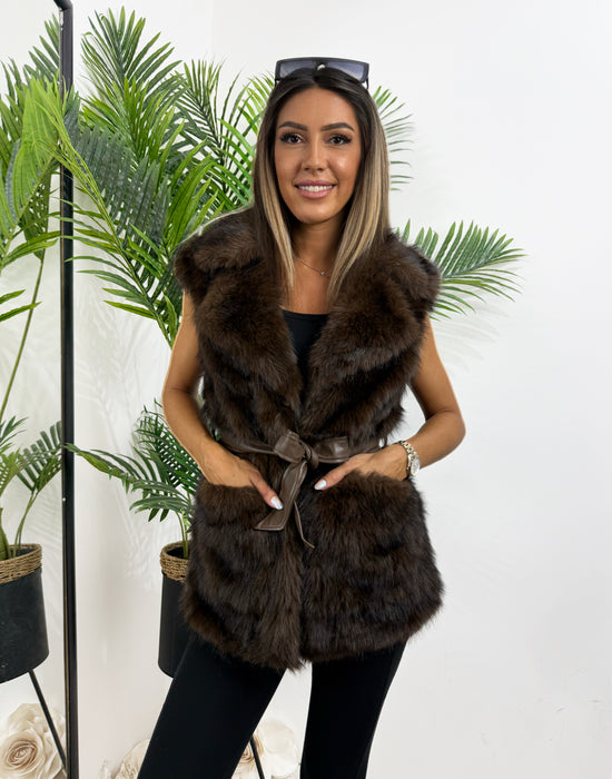 Prsluk Nela-Krzneni prsluk-J&J Collection-Braon-S/M-Contessa