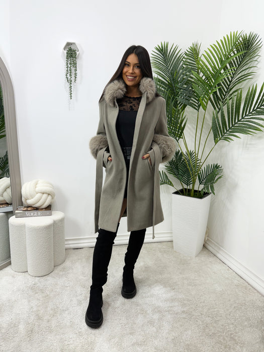 Kaput Madrid-Dugi kaput-J&J Collection-Taupe siva-S-Contessa