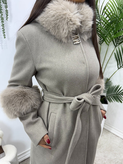 Kaput Madrid-Dugi kaput-J&J Collection-Taupe siva-S-Contessa