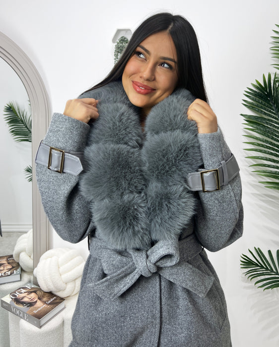 Kaput Kristina-Dugi kaput-J&J Collection-Siva-S-Contessa