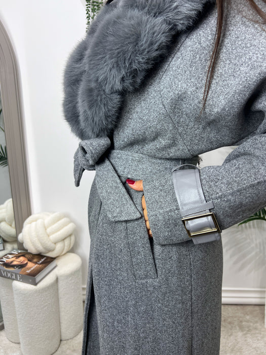 Kaput Kristina-Dugi kaput-J&J Collection-Siva-S-Contessa