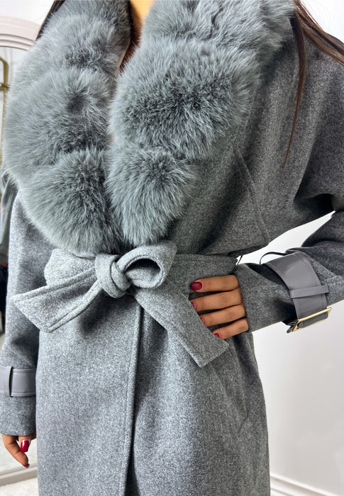 Kaput Kristina-Dugi kaput-J&J Collection-Siva-S-Contessa