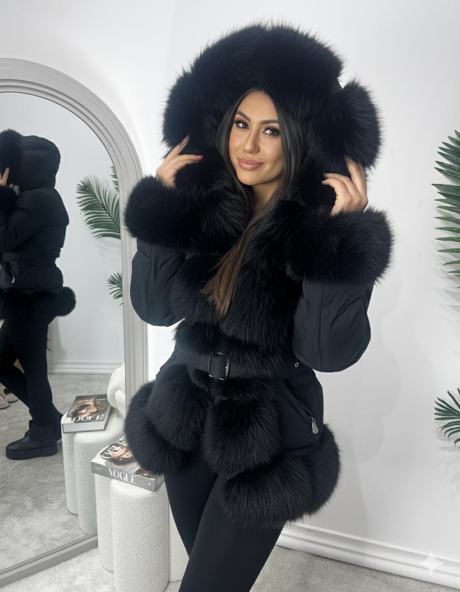 Jakna Anastasija-Štepana jakna-J&J Collection-Crna sa crnim krznom-S-Contessa