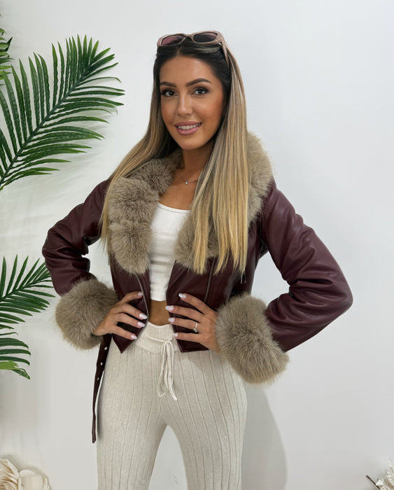 Jakna Verona-Kožna jakna-J&J Collection-Bordo-S-Contessa