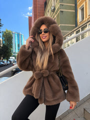 Bunda Polina - braon eko krzno | Contessa Moda