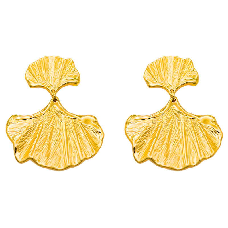 Ginkgo leaf minđuše | 18K pozlata | Nerđajući čelik 89171-0 - [variant_title] - Minđuše | Contessa Moda