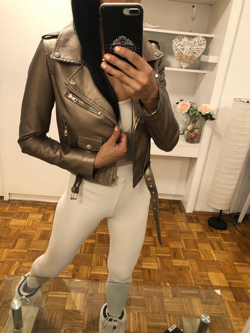 Jakna Chicago-Jakna-Contessa Moda-Puder roze metalik-S-Contessa