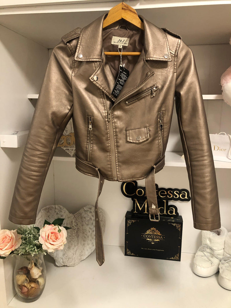 Jakna Chicago-Jakna-Contessa Moda-Puder roze metalik-S-Contessa