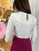 Ženski beli crop top sa dugim rukavima Dajana - Contessa Moda